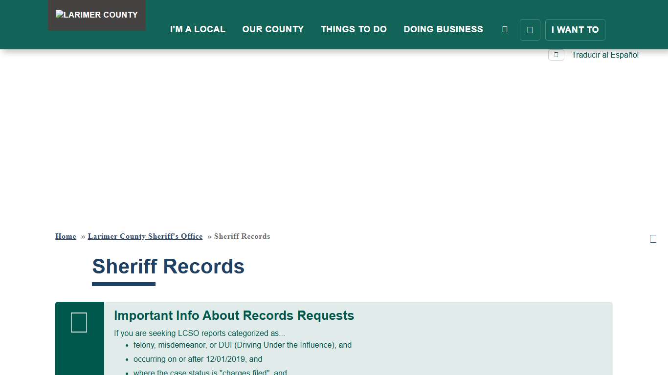 Sheriff Records | Larimer County